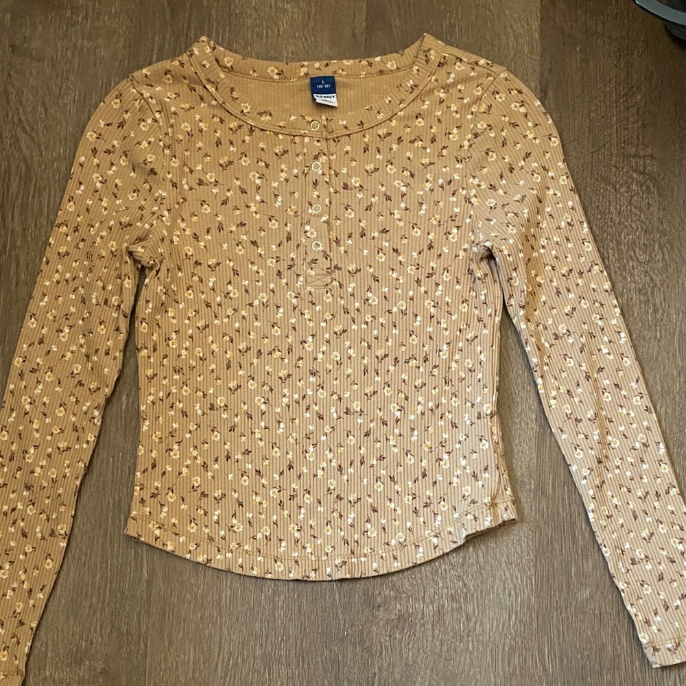 Old Navy Tan Fitted Polo Blouse